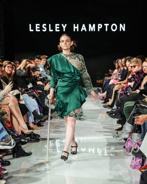 Lesley Hampton runway green dress