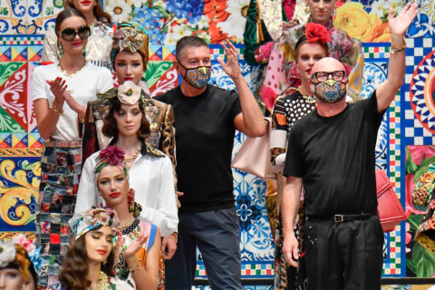 Domenico Dolce and Stefano Gabbana at runway show finale