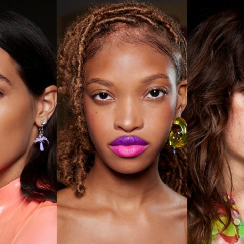 Colour-changing makeup: three models sport vibrant makeup looks