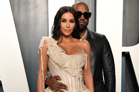 Kim Kardashian West and Kanye West at the 2020 Vanity Fair Oscar Party